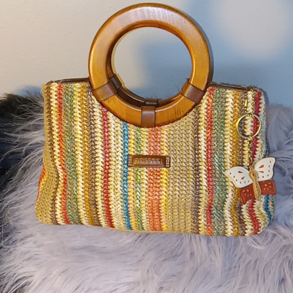 Straw Purse Rosetti handbag straw striped